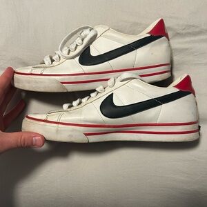 Nike White Sneakers with Red and Black Accents